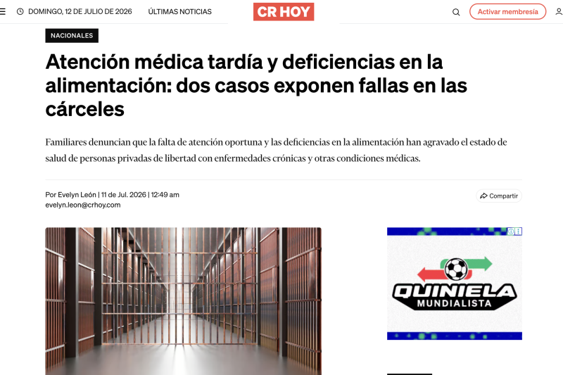 Atención médica tardía y deficiencias en la alimentación: dos casos exponen fallas en las cárceles